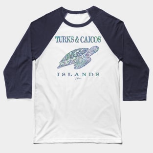 Turks & Caicos Islands Gliding Sea Turtle Baseball T-Shirt